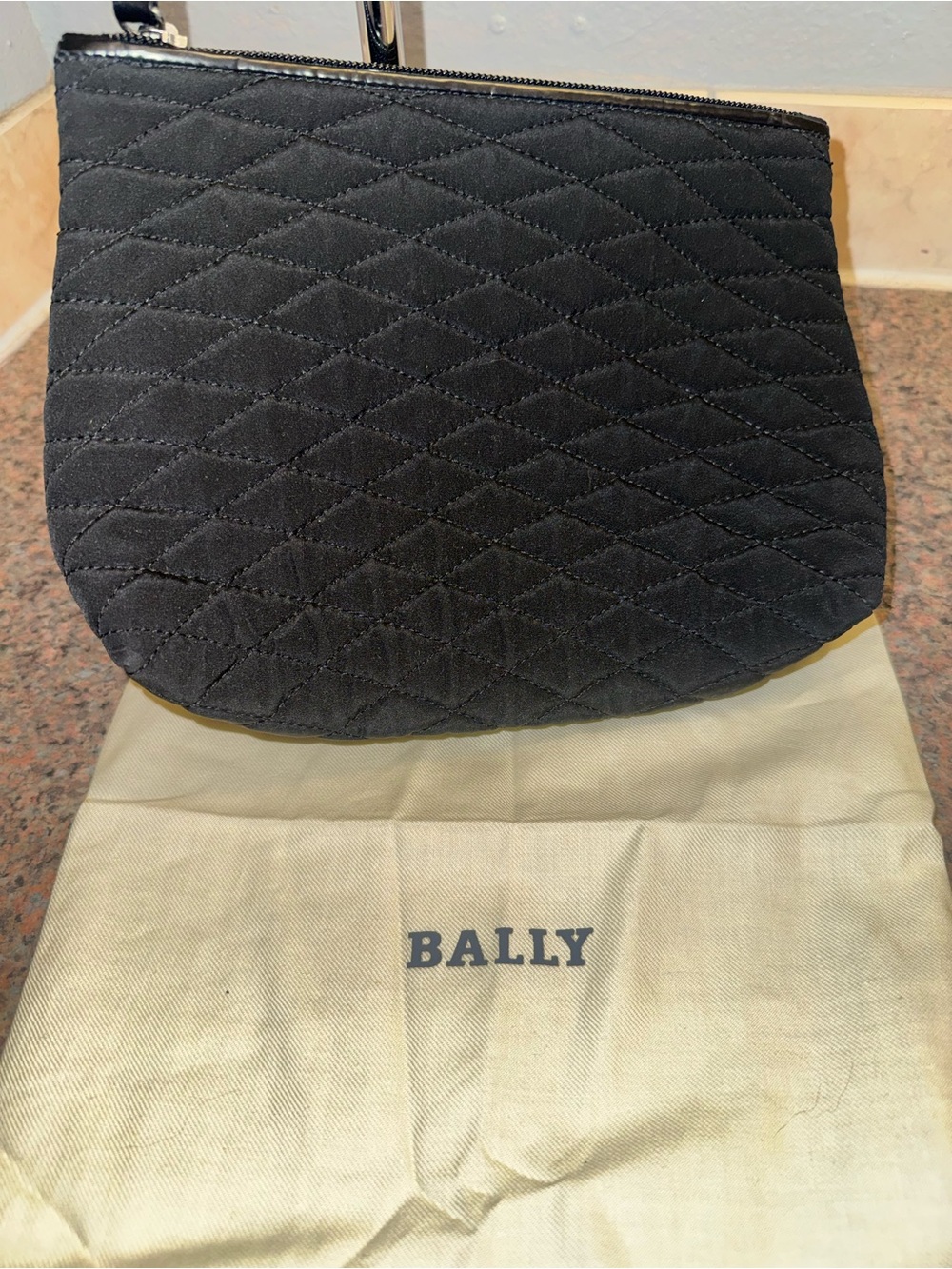 Bally Black Quilted Pouch with dust bag. - Picture 2 of 4